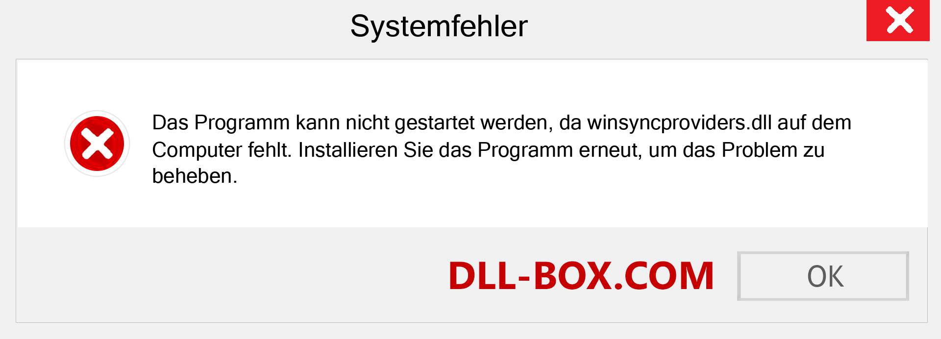 winsyncproviders.dll-Datei fehlt?. Download für Windows 7, 8, 10 - Fix winsyncproviders dll Missing Error unter Windows, Fotos, Bildern